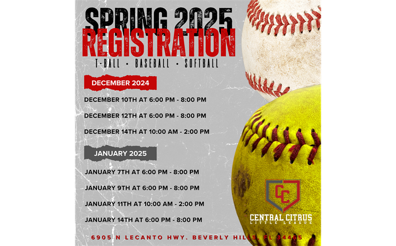 2025 FALL REGISTRATION DATES